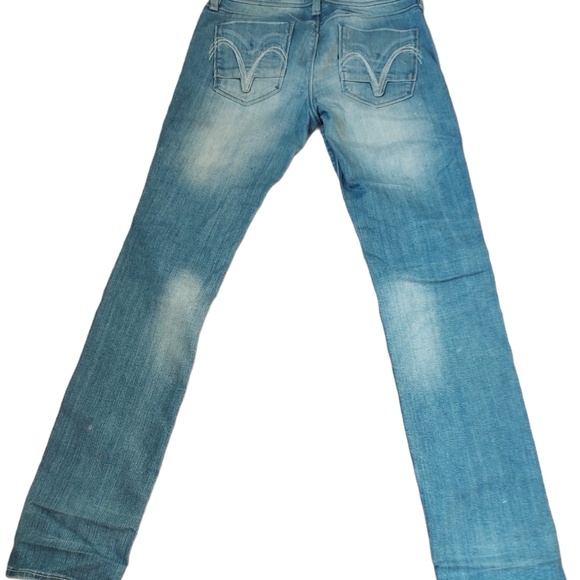 Washed Vintage Blue Jeans,Low Rise,Streight Legs - Picture 4 of 5